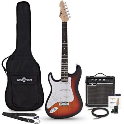Gear4Music Guitare Électrique LA Gaucher Sunburst Ampli de Guitare 10 W & Pack dAccessoires - Publicité Gear4Music Guitare Électrique LA Gaucher Sunburst Ampli de Guitare 10 W & Pack dAccessoires - Publicité
