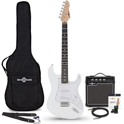 Gear4Music Guitare Électrique LA Blanc Ampli de Guitare 10 W & Pack dAccessoires - Publicité Gear4Music Guitare Électrique LA Blanc Ampli de Guitare 10 W & Pack dAccessoires - Publicité