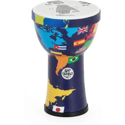 Percussion Plus Slap Djembe Pre-Tuned 6 inch Head World Map - Publicité Percussion Plus Slap Djembe Pre-Tuned 6 inch Head World Map - Publicité