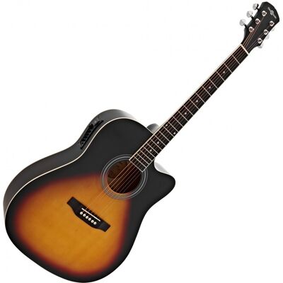 Gear4Music Guitare Électro-Acoustique Dreadnought Pan Coupé Sunburst - Publicité Gear4Music Guitare Électro-Acoustique Dreadnought Pan Coupé Sunburst - Publicité