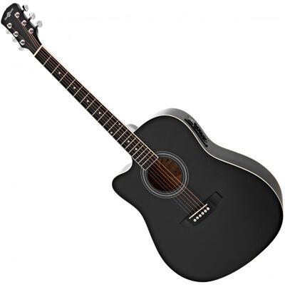 Gear4Music Guitare Électro-Acoustique Dreadnought Gaucher à Pan Coupé Noir - Publicité Gear4Music Guitare Électro-Acoustique Dreadnought Gaucher à Pan Coupé Noir - Publicité