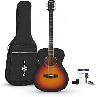 Guitrare Électro-Acoustique dÉtude et Accessoires par Gear4music Sunburst - Publicité Guitrare Électro-Acoustique dÉtude et Accessoires par Gear4music Sunburst - Publicité