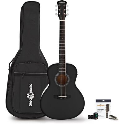 Parlour Left Handed Electro Acoustic Guitar & Accessory Pack by Gear4music Black - Publicité Parlour Left Handed Electro Acoustic Guitar & Accessory Pack by Gear4music Black - Publicité