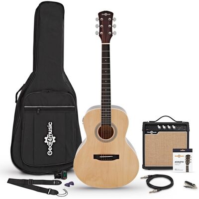Gear4Music Parlour Electro Acoustic Guitar Natural 15W Acoustic Amp & Accessory Pack - Publicité Gear4Music Parlour Electro Acoustic Guitar Natural 15W Acoustic Amp & Accessory Pack - Publicité