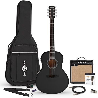 Gear4Music Parlour Electro Acoustic Guitar Black 15W Acoustic Amp & Accessory Pack - Publicité Gear4Music Parlour Electro Acoustic Guitar Black 15W Acoustic Amp & Accessory Pack - Publicité