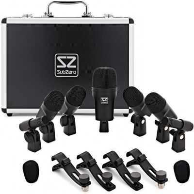 SubZero 7 Piece Drum Microphone Set with Case and Clamps - Publicité SubZero 7 Piece Drum Microphone Set with Case and Clamps - Publicité
