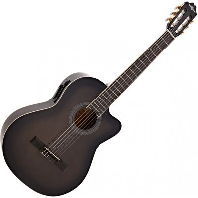 Guitare Électro-Classique Deluxe à Pan Coupé Simple par Gear4music Trans Black - Publicité Guitare Électro-Classique Deluxe à Pan Coupé Simple par Gear4music Trans Black - Publicité