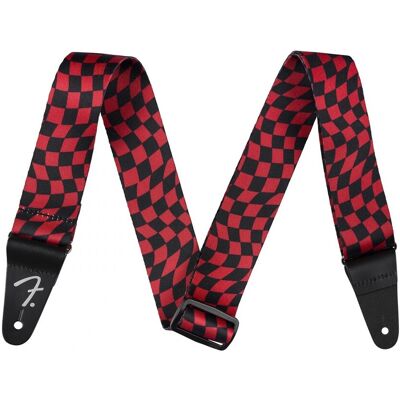 Fender Wavy Checkerboard Polyester Strap Red - Publicité Fender Wavy Checkerboard Polyester Strap Red - Publicité