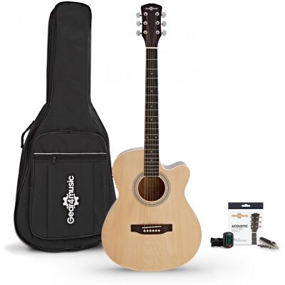Guitare Acoustique à Pan Coupé et pack Accessoires par Gear4music Natural - Publicité Guitare Acoustique à Pan Coupé et pack Accessoires par Gear4music Natural - Publicité
