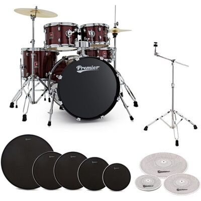 Premier Revolution 20” 5pc Low Volume Drum Kit Bundle Red Sparkle - Publicité Premier Revolution 20” 5pc Low Volume Drum Kit Bundle Red Sparkle - Publicité