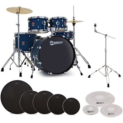 Premier Revolution 20” 5pc Low Volume Drum Kit Bundle Blue Stardust - Publicité Premier Revolution 20” 5pc Low Volume Drum Kit Bundle Blue Stardust - Publicité