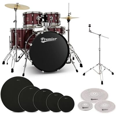 Premier Revolution 22” 5pc Low Volume Drum Kit Bundle Red Sparkle - Publicité Premier Revolution 22” 5pc Low Volume Drum Kit Bundle Red Sparkle - Publicité