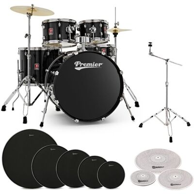 Premier Revolution 22” 5pc Low Volume Drum Kit Bundle Black - Publicité Premier Revolution 22” 5pc Low Volume Drum Kit Bundle Black - Publicité