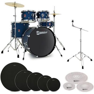 Premier Revolution 22” 5pc Low Volume Drum Kit Bundle Blue Stardust - Publicité Premier Revolution 22” 5pc Low Volume Drum Kit Bundle Blue Stardust - Publicité