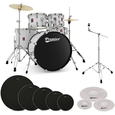 Premier Revolution 22” 5pc Low Volume Drum Kit Bundle White - Publicité Premier Revolution 22” 5pc Low Volume Drum Kit Bundle White - Publicité