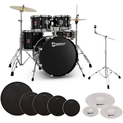 Premier Revolution 20” 5pc Low Volume Drum Kit Bundle Black - Publicité Premier Revolution 20” 5pc Low Volume Drum Kit Bundle Black - Publicité