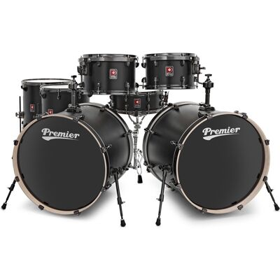 Premier Artist 22" 7pc Double Bass Drum Shell Pack Matte Black - Publicité Premier Artist 22" 7pc Double Bass Drum Shell Pack Matte Black - Publicité