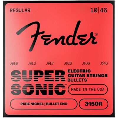 Fender SuperSonic Bullets 3150R Guitar Strings Pure Nickel Bullet End Gauges .010-.046 - Publicité Fender SuperSonic Bullets 3150R Guitar Strings Pure Nickel Bullet End Gauges .010-.046 - Publicité
