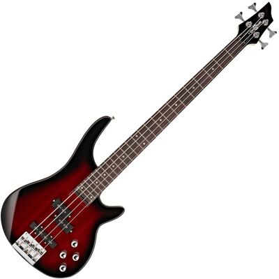 Guitare Basse Chicago par Gear4music Trans Red Burst - Publicité Guitare Basse Chicago par Gear4music Trans Red Burst - Publicité