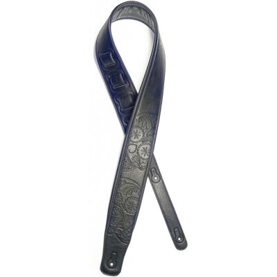 Stagg Padded Leather Adjustable Guitar Strap Black Mexican Skull - Publicité Stagg Padded Leather Adjustable Guitar Strap Black Mexican Skull - Publicité
