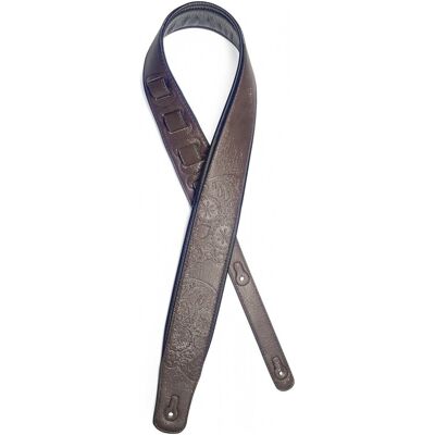 Stagg Padded Leather Adjustable Guitar Strap Dk Brown Mexican Skull - Publicité Stagg Padded Leather Adjustable Guitar Strap Dk Brown Mexican Skull - Publicité