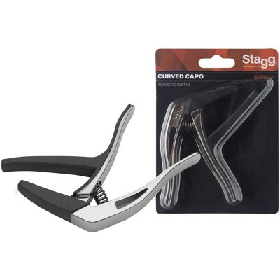 Stagg Curved Trigger Capo For Acoustic & Electric Guitar Chrome - Publicité Stagg Curved Trigger Capo For Acoustic & Electric Guitar Chrome - Publicité