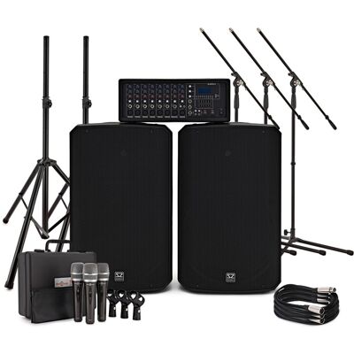 SubZero SZPA-815 Système de Sonorisation 300 W 15" avec Microphones et Pieds - Publicité SubZero SZPA-815 Système de Sonorisation 300 W 15" avec Microphones et Pieds - Publicité