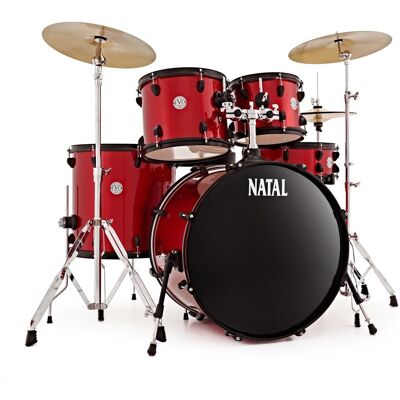 Natal EVO Batterie 22 avec Hardware Cymbales & Crash Supplémentaire Rouge - Publicité Natal EVO Batterie 22 avec Hardware Cymbales & Crash Supplémentaire Rouge - Publicité