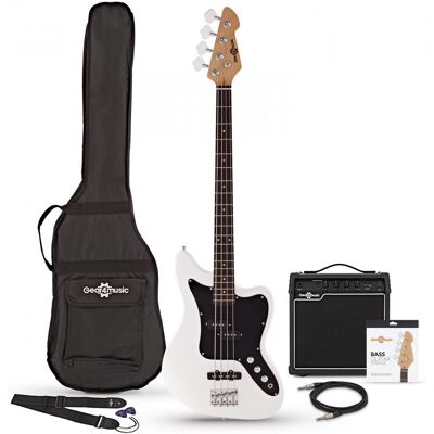 Gear4Music Pack Guitare Basse Seattle + Ampli 15 W Blanc - Publicité Gear4Music Pack Guitare Basse Seattle + Ampli 15 W Blanc - Publicité