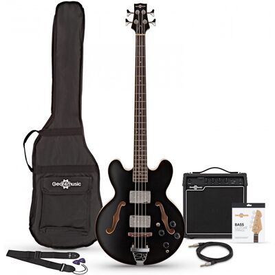 Gear4Music Basse Semi-Acoustique San Francisco noire & pack Ampli 15 W - Publicité Gear4Music Basse Semi-Acoustique San Francisco noire & pack Ampli 15 W - Publicité