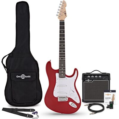 Gear4Music Guitare Électrique LA Rouge Ampli de Guitare 10 W & Pack dAccessoires - Publicité Gear4Music Guitare Électrique LA Rouge Ampli de Guitare 10 W & Pack dAccessoires - Publicité