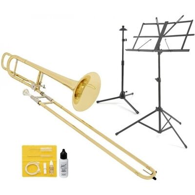 Trombone Ténor Si bémol/Fa + Pack Accessoires par Gear4music - Publicité Trombone Ténor Si bémol/Fa + Pack Accessoires par Gear4music - Publicité