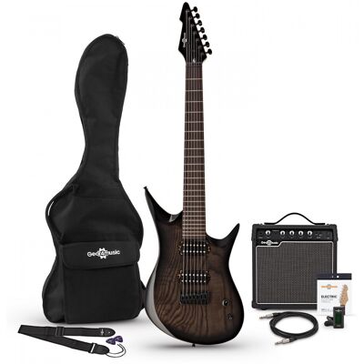 Gear4Music Pack Guitare Électrique Harlem 7 + Ampli 15 W Trans Black - Publicité Gear4Music Pack Guitare Électrique Harlem 7 + Ampli 15 W Trans Black - Publicité