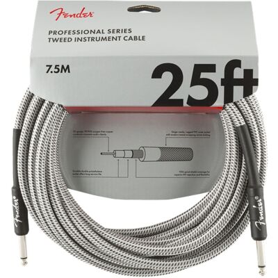 Fender Professional Series 7.5M/25ft Guitar Cable White Tweed - Publicité Fender Professional Series 7.5M/25ft Guitar Cable White Tweed - Publicité