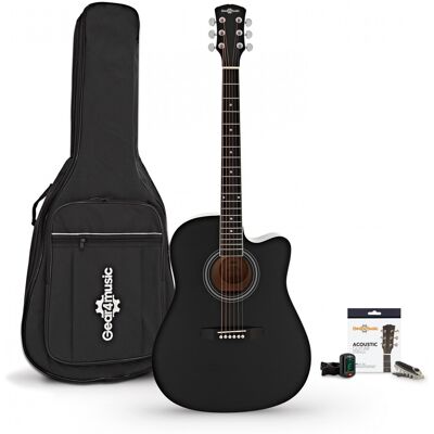 Guitare Électro-Acoustique Dreadnought Pan Coupé avec pack Accessoires par Gear4music Noir - Publicité Guitare Électro-Acoustique Dreadnought Pan Coupé avec pack Accessoires par Gear4music Noir - Publicité