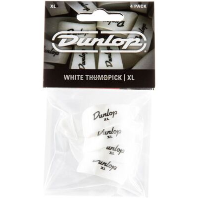 Dunlop White Plastic Thumbpicks Ex Large Pack of 4 - Publicité Dunlop White Plastic Thumbpicks Ex Large Pack of 4 - Publicité