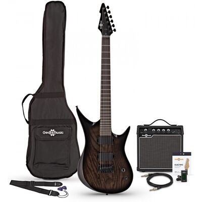 Gear4Music Guitare Électrique Harlem 6 + Pack Ampli 15 W Trans Black - Publicité Gear4Music Guitare Électrique Harlem 6 + Pack Ampli 15 W Trans Black - Publicité