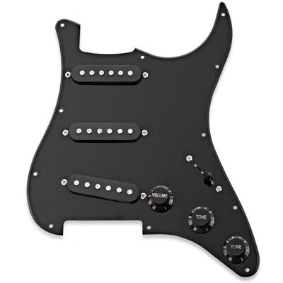 Gear4Music Guitarworks Pickguard SSS Prémonté Noir - Publicité Gear4Music Guitarworks Pickguard SSS Prémonté Noir - Publicité