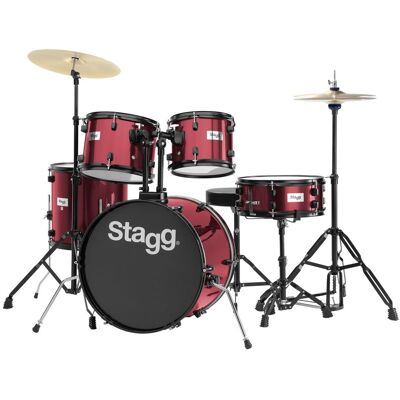 Stagg 5pc 20 Drum Kit Wine Red - Publicité Stagg 5pc 20 Drum Kit Wine Red - Publicité