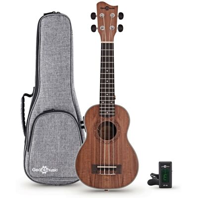 Pack Ukulélé Électro-Acoustique Soprano en Koa par Gear4music - Publicité Pack Ukulélé Électro-Acoustique Soprano en Koa par Gear4music - Publicité