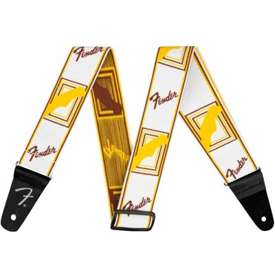 Fender Weighless Monogram Sangle de 2" / 5 cm Blanc/Marron/Jaune - Publicité Fender Weighless Monogram Sangle de 2" / 5 cm Blanc/Marron/Jaune - Publicité