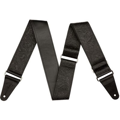 Fender Tooled Leather 2" Strap Black - Publicité Fender Tooled Leather 2" Strap Black - Publicité