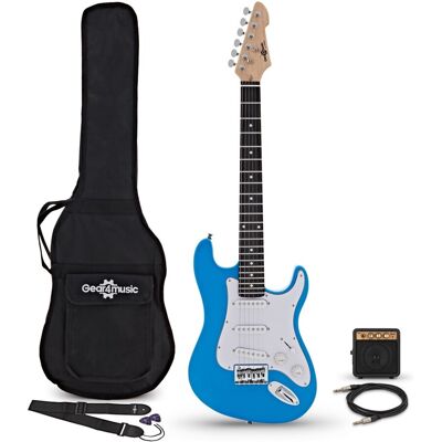 Gear4Music Guitare Électrique LA 3/4 Bleu Pack Mini Ampli de Guitare - Publicité Gear4Music Guitare Électrique LA 3/4 Bleu Pack Mini Ampli de Guitare - Publicité