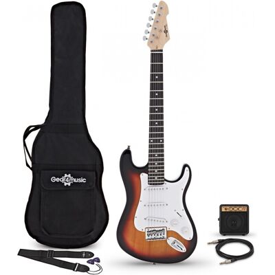 Gear4Music Guitare Électrique LA 3/4 Sunburst Pack Mini Ampli de Guitare - Publicité Gear4Music Guitare Électrique LA 3/4 Sunburst Pack Mini Ampli de Guitare - Publicité