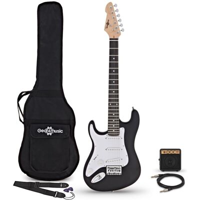Gear4Music Guitare Électrique LA 3/4 Noir pour Gaucher Pack Mini Ampli de Guitare - Publicité Gear4Music Guitare Électrique LA 3/4 Noir pour Gaucher Pack Mini Ampli de Guitare - Publicité
