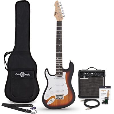 Gear4Music Guitare Électrique LA 3/4 Gaucher Sunburst Ampli Guitare de 10 W & Pack dAccessoires - Publicité Gear4Music Guitare Électrique LA 3/4 Gaucher Sunburst Ampli Guitare de 10 W & Pack dAccessoires - Publicité