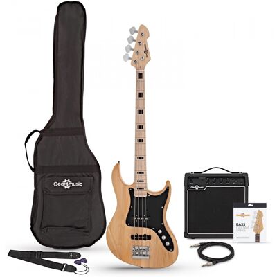 Gear4Music Guitare Basse LA II + Pack Ampli SubZero V15B Natural - Publicité Gear4Music Guitare Basse LA II + Pack Ampli SubZero V15B Natural - Publicité