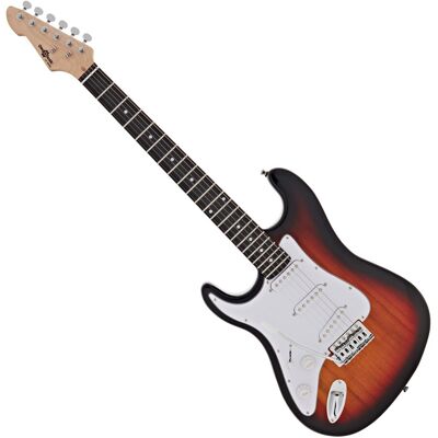 Guitare Électrique LA pour Gaucher par Gear4music Sunburst - Publicité Guitare Électrique LA pour Gaucher par Gear4music Sunburst - Publicité