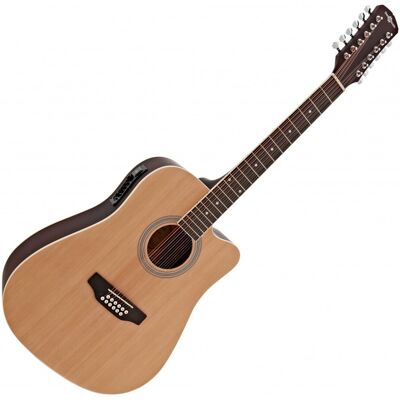 Guitare Électro-Acoustique Dreadnought à Pan Coupé 12 cordes par Gear4music Natural - Publicité Guitare Électro-Acoustique Dreadnought à Pan Coupé 12 cordes par Gear4music Natural - Publicité