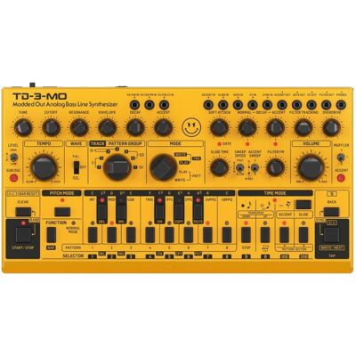 Behringer TD-3-MO Modded Out Analogue Bass Line Synthesizer Yellow - Publicité Behringer TD-3-MO Modded Out Analogue Bass Line Synthesizer Yellow - Publicité